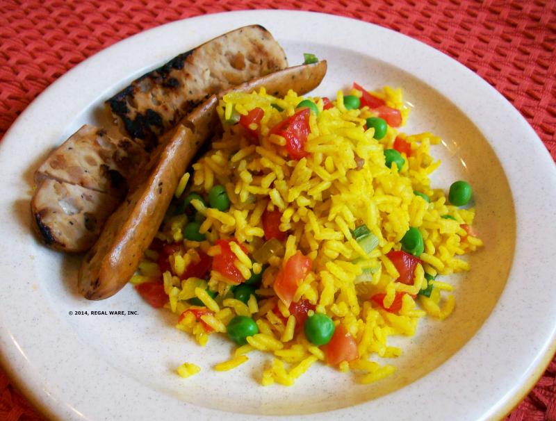 Yellow Rice with Pan Roasted Sausage Saladmaster Recipes