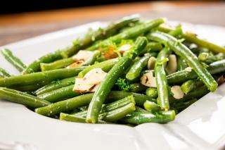 Green beans, almonds, side items 