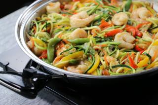 zoodles, one-pan recipes, shrimp, zucchini noodles