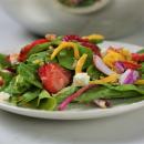 salad, strawberries, mango, greens, side dish, healthy 
