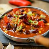 chili, vegan, beans, corn 