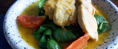 Saladmaster Recipe Orange-Maple Chicken on Wilted Spinach