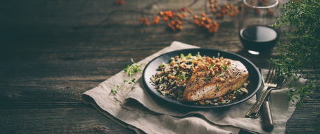 Chicken with Wild Rice and Fig Pilaf
