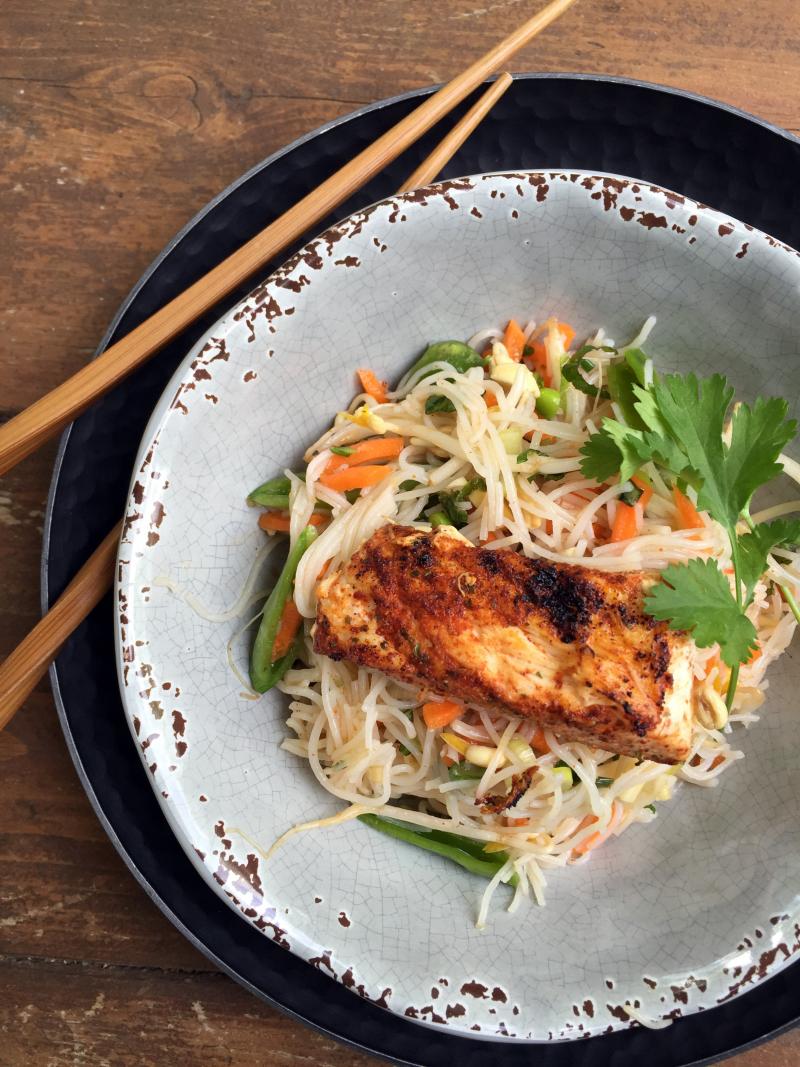 Thai Rice Noodle Salad with Grilled Fish | Saladmaster Recipes